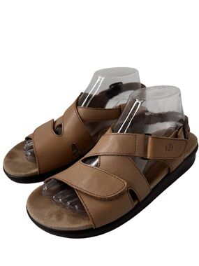 SAS HUGGY SANDALS Slingback Comfort Tripad Beige Leather Womens Size 8.5 NARROW